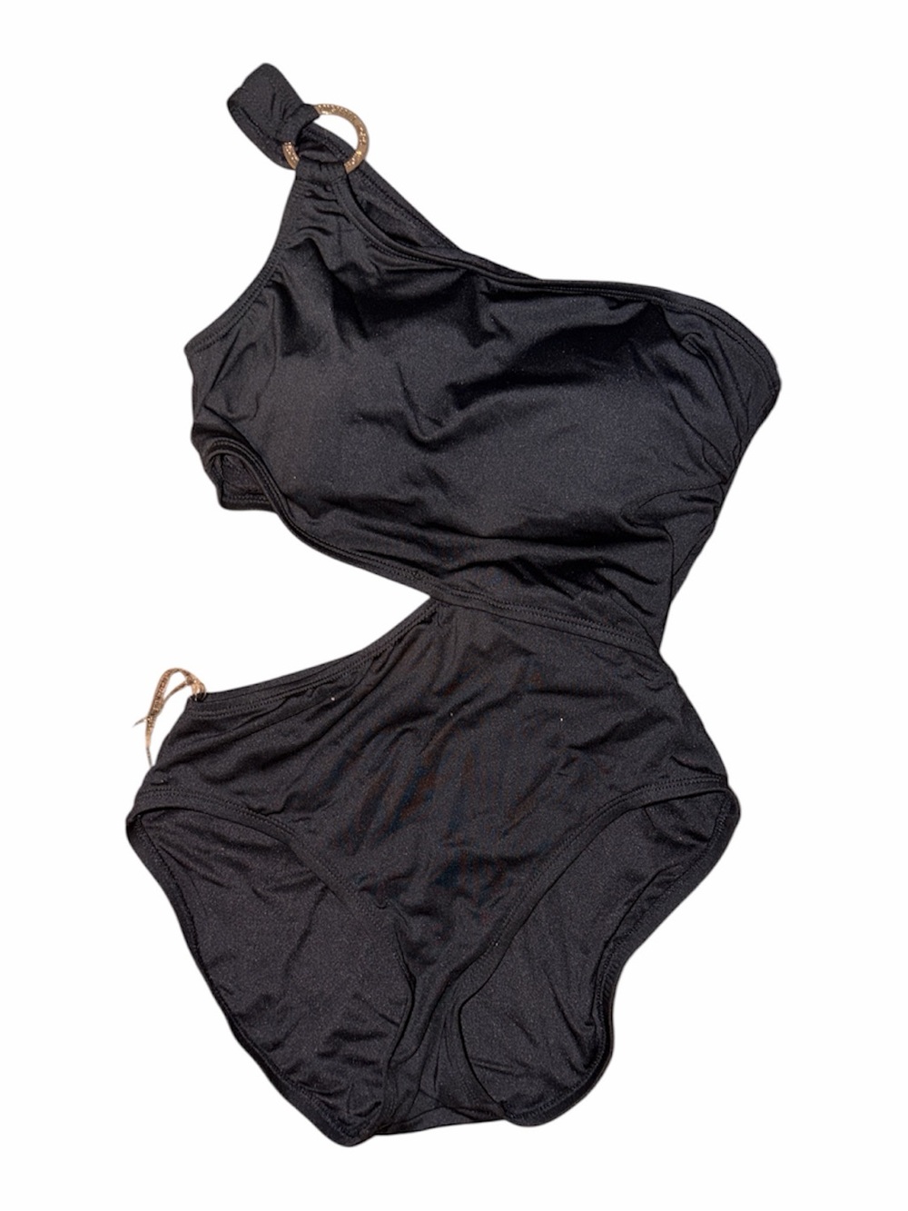 One-Shoulder Black Cutout Swimsuit